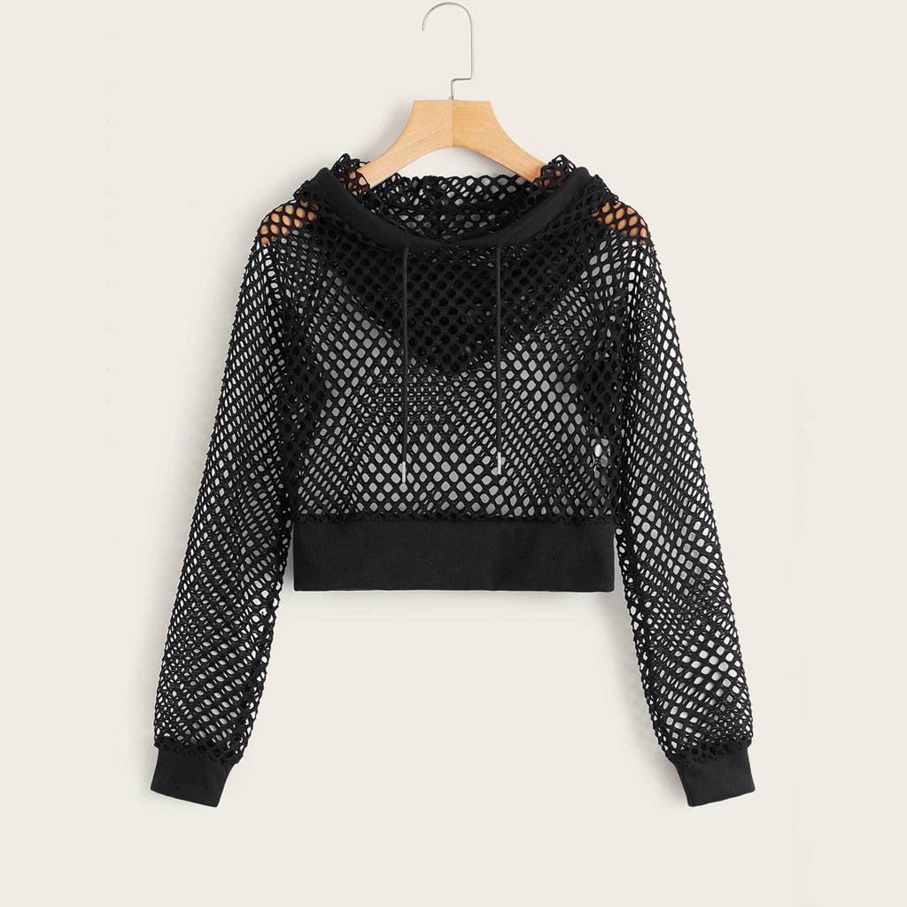 Mesh crop hoodie discount