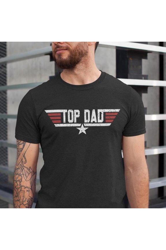 Top Dad Aviation T-Shirt, Funny Pilot Dad Graphic Tee, Airplane Lover Shirt, Fathers Day Gift for Dad from Son Daughter