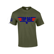 TRENZ SHIRT COMPANY Top Dad Mens USA Patriotic Short Sleeve Men's Fathers Day T-shirt Graphic Tee-Military-small