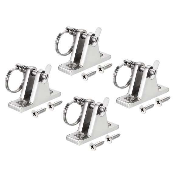 Top Deck Hinge with Pin and Ring, 316 Stainless Steel, Including Installation Screw, 4 Pack