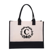 Top Design Canvas Tote Bag with Classic Printing Font 16.5x12.5x5.9In Personalized Beach Bag for Mothers Day Gift Bags