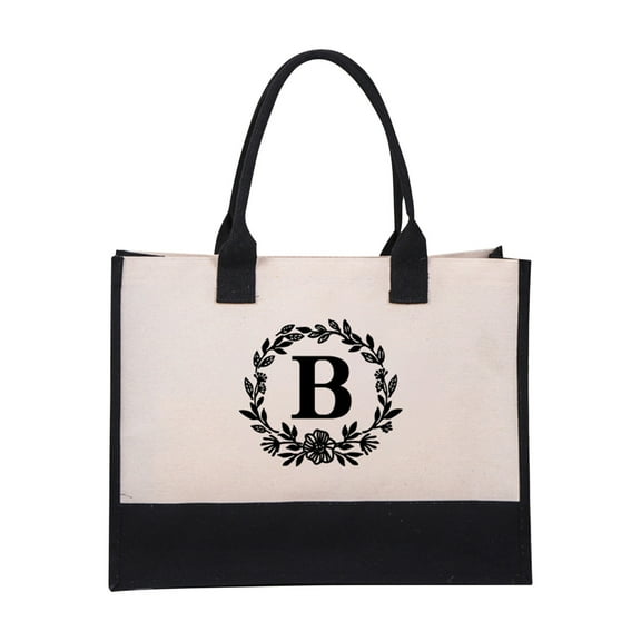 Top Design Canvas Tote Bag with Classic Printing Font 16.5x12.5x5.9In Personalized Beach Bag for Mothers Day Gift Bags