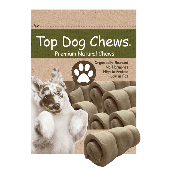 Top Dog Chews Mini Cheek Rolls 3" Natural - 10 Pack