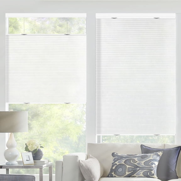 Top Down Bottom up Light Filter Cellular shades, Honeycomb Window Blinds, Light Filter White+35 1/2"W x 56"H, Fashion Simple Elegant Shade, Custom Sized