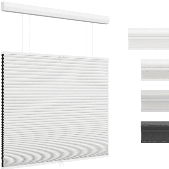 Top Down Bottom Up Cellular Shades Cordless Honeycomb Blinds for Indoor Windows, for Windows Size (28" W  64" H) Colour (White - Blackout)