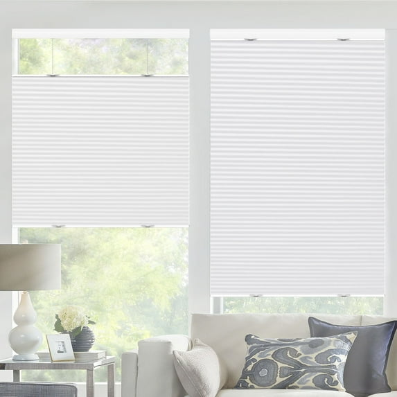 Top Down Bottom up Blackout shades, Cellular Honeycomb Window Blinds, Blackout White+63 1/2"W x 72"H, Fashion Simple Elegant Shade, Custom Sized