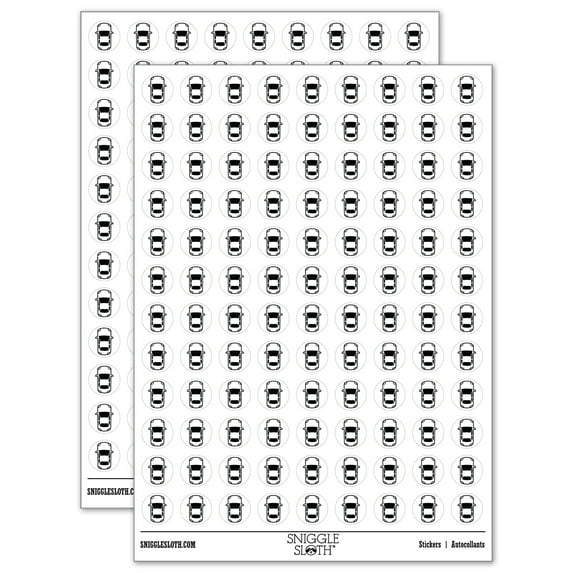 Top Down View of Car 200+ Round Stickers - White - Gloss Finish - 0.50" Size