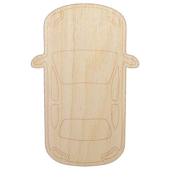 Top Down View of Car Wood Shape Unfinished Piece Cutout Craft DIY Projects - 4.70 Inch Size - 1/4 Inch Thick