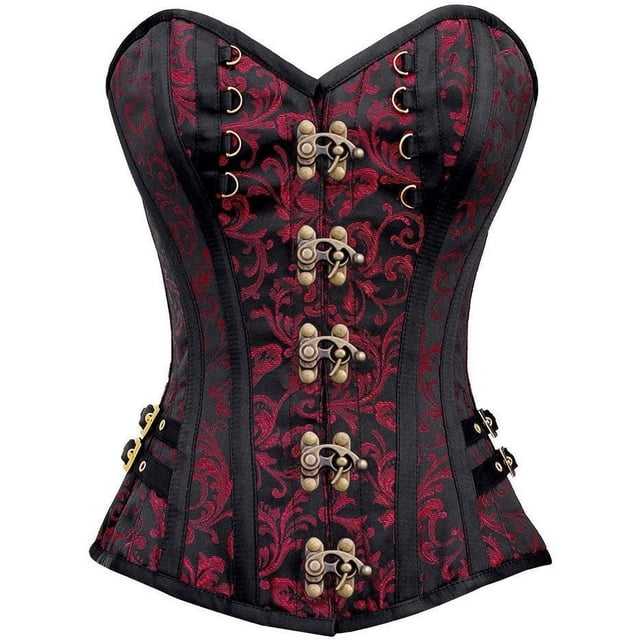 Top Drawer Purple/Black Swirl Brocade & Lace Steel Boned Corset w/Cap Sleeves