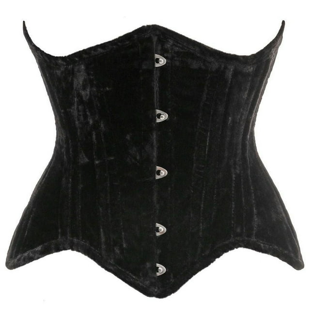 Top Drawer Black/Gold Brocade Double Steel Boned Mini Cincher Corset