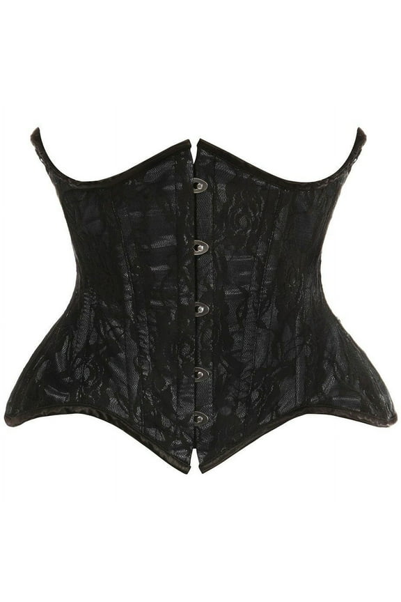 Top Drawer Black Lace Double Steel Boned Waist Cincher