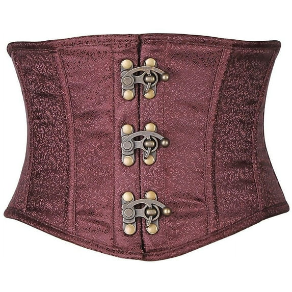 Top Drawer Brown Brocade Steel Boned Mini Cincher w/Clasps