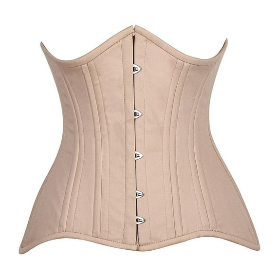 Top Drawer Curvy Nude Cotton Double Steel Boned Underbust Waist Cincher Corset