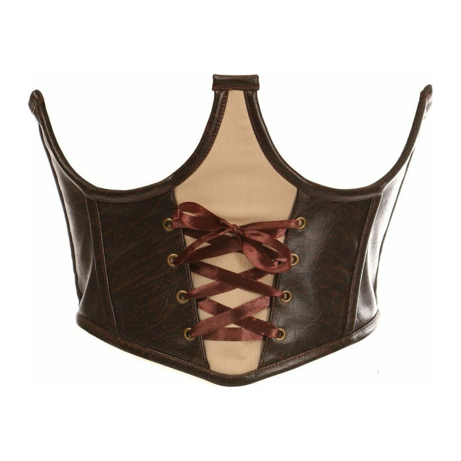 Top Drawer Fishnet & Faux Leather Steel Boned Mini Cincher w/Clasps