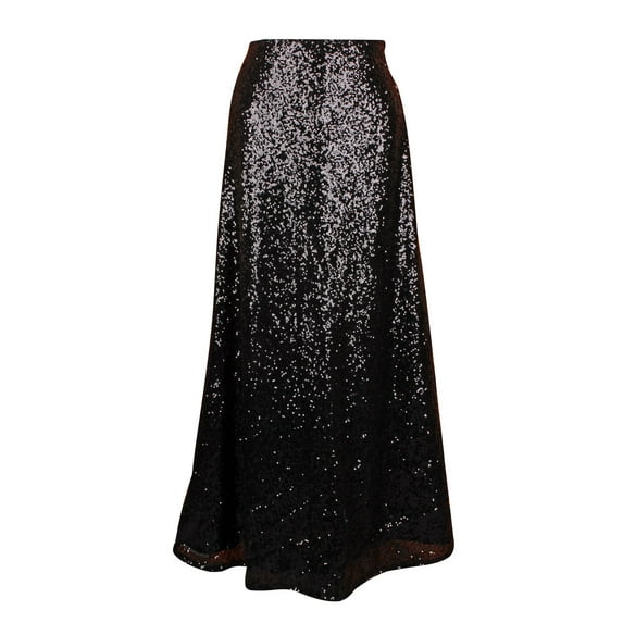 Top Drawer Long Black Sequin Skirt