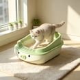 thumbnail image 1 of Top Entry Cat Litter Box with High Sides and Litter Scoop, Anti-Spill Large Capacity Covered Pan for Odor Control, Suitable for Large or Obese Cats, White, 1 of 6