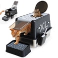 thumbnail image 1 of Stainless Steel Litter Box, XL Top Entry Cat Litter Box with Flip Lid, High Side Large Top Front Dual Exit Enclosed Cat Litter Pan Tray with Litter Scoop and Foot Pedal, Easy Cleaning, Anti-Leakage, 1 of 8