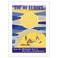 thumbnail image 1 of Top of Europe See Midnight Sun in Northern Scandinavia - Sweden - Norway - Finland - Denmark - Vintage Travel Poster c.1950s - Bamboo Fine Art 290gsm Paper Print (Unframed) 18x24in, 1 of 4