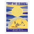thumbnail image 1 of Top of Europe See Midnight Sun in Northern Scandinavia - Sweden - Norway - Finland - Denmark - Vintage Travel Poster c.1950s - Bamboo Fine Art 290gsm Paper (Unframed) 12x16in, 1 of 4