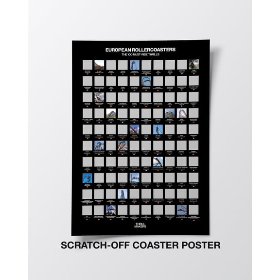 Top European Roller Coasters Poster, Coaster Wall Art, Unframed Paper Poster 8x10in
