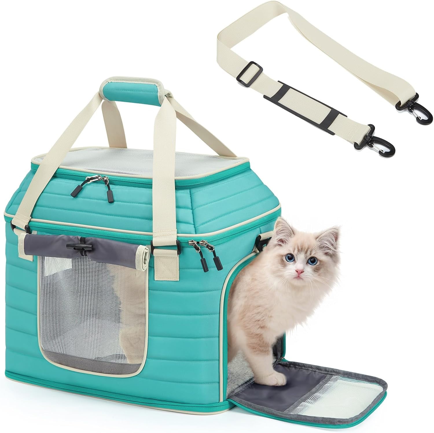 Image showcasing Top-Expandable Pet Carrier: Airline Approved Pet Travel Bag for Cats ...