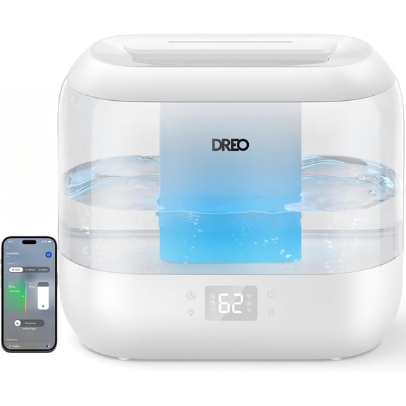 Top Fill 4L Cool Mist Humidifier with 28 dB Quiet Operation, 36 Hour Runtime, Touch APP and Voice Control, Nightlight, White