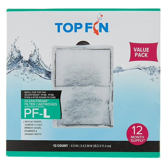 Top Fin PF-L Silenstream Aquarium Filter Cartridges 12 Month Supply