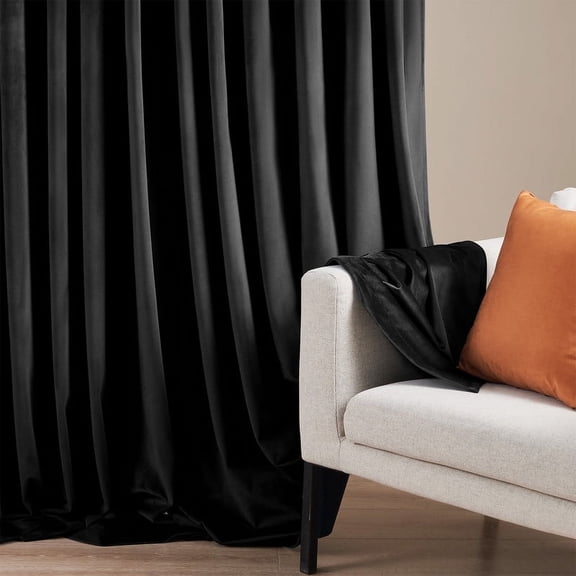 Top Finel 100% Blackout Velvet Pleated Window Shades, 52" x 90", Black