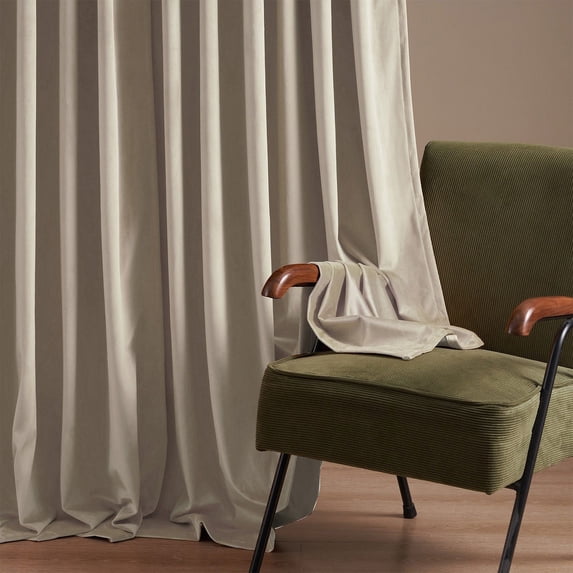 Top Finel 100% Blackout Velvet Pleated Window Shades, 52" x 96", Beige