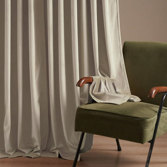 Top Finel 100% Blackout Velvet Pleated Window Shades, 52" x 96", Beige