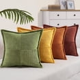 thumbnail image 1 of Top Finel Country Decorative Pillow Covers, 24 x 24 Inch, Set of 4, Yellow Orange, Corduroy, Removable Cover, 1 of 9