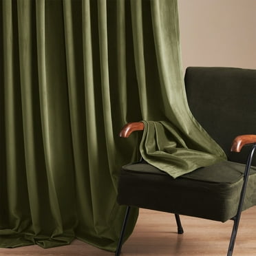 Top Finel Home Collection Contemporary Green Solid Print Curtain Panel Pairs, 52" x 84", 2 Panels