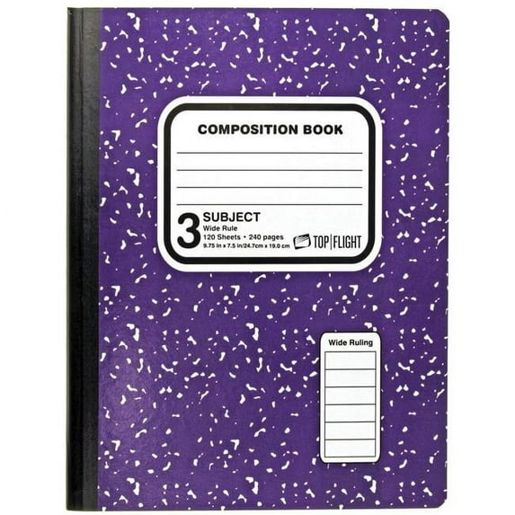 Top Flight 2317476 3-Subject Composition Book, Assorted Color - Case of 12