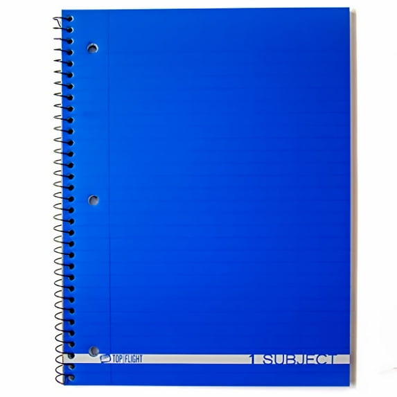 Top Flight Boss Poly Cover 1-Subject Wirebound Notebook, 90 Sheets, 3-Hole Punched, Wide Rule, 10.5 x 8 Inches, 1 Notebo (Pack of 24)