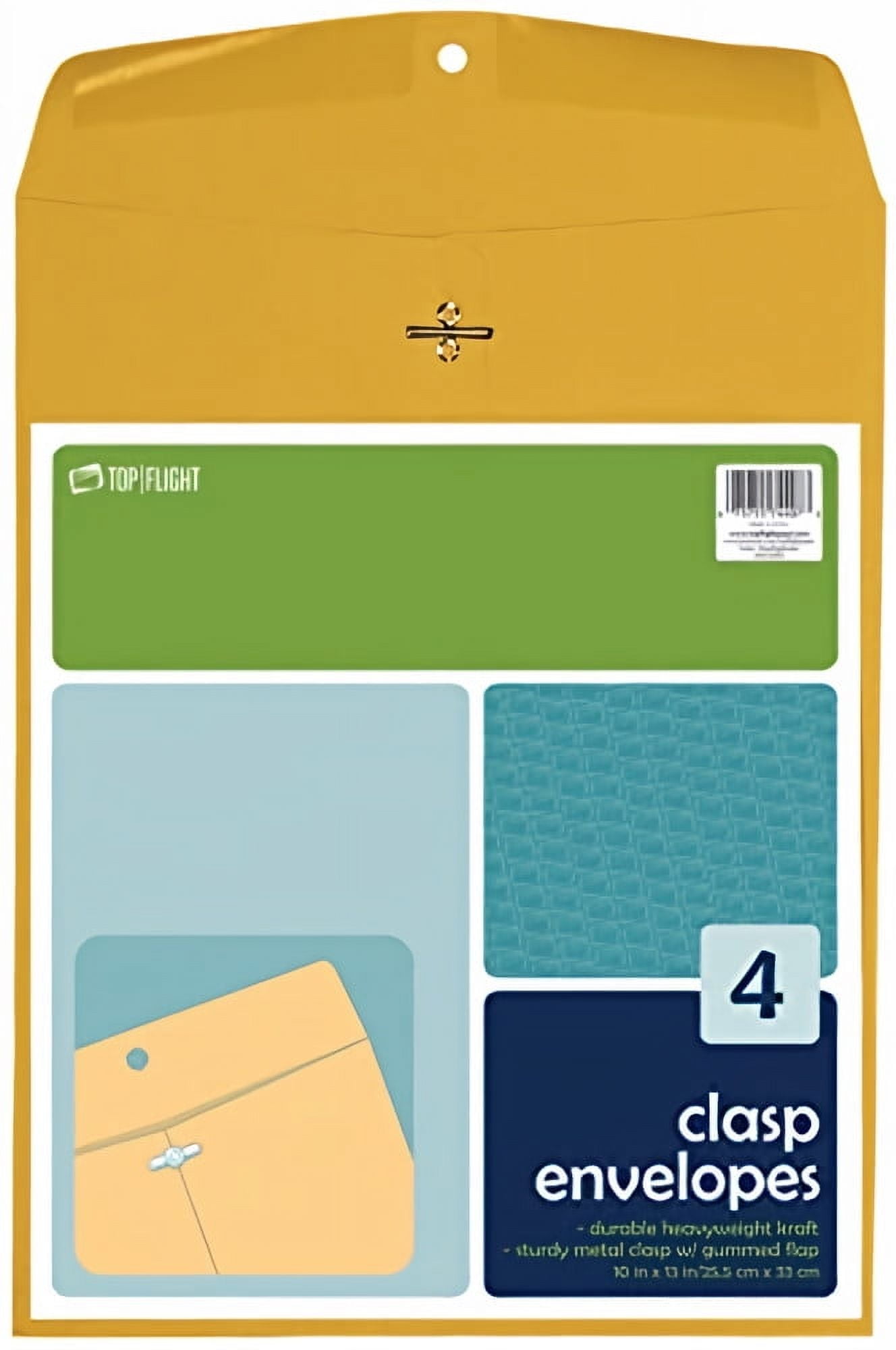 Top Flight Clasp Envelopes Gummed and Clasped Closure 10 x 13-Inches (Pack of 20)