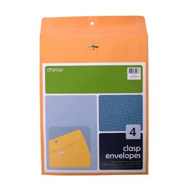 Top Flight Clasp Envelopes Gummed and Clasped Closure 10 x 13-Inches