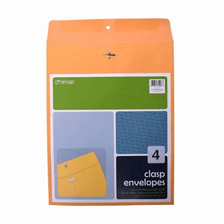 Top Flight Clasp Envelopes Gummed and Clasped Closure 10 x 13-Inches