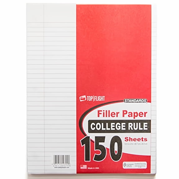 Top Flight Filler Paper 10.5 x 8 Inches College Rule 150 Sheets (Pack of 60)