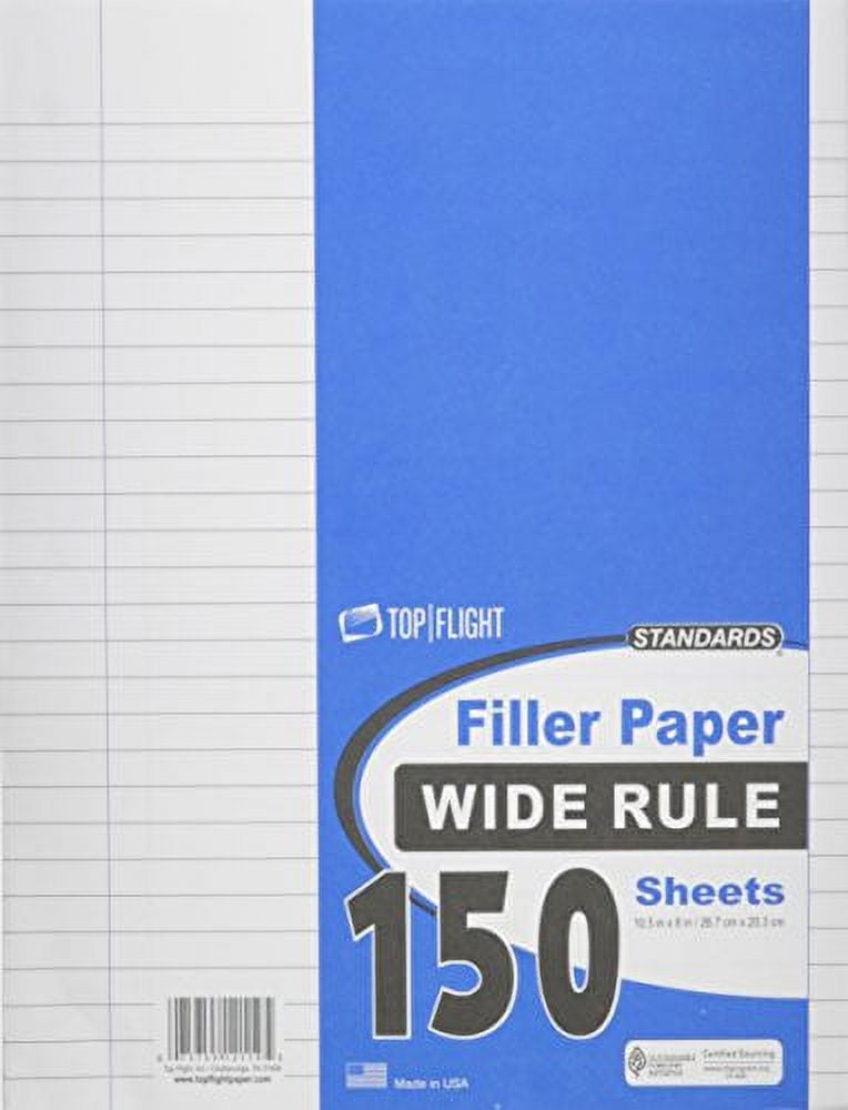 Top Flight 175 Sheet Wide Ruled Filler Paper White : Target