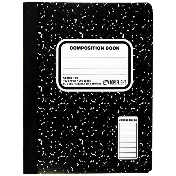 Top Flight Marble Composition Book College Rule 9.75 x 7.5-inches 100-Sheets
