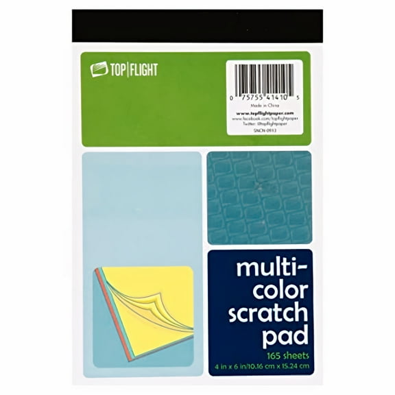 Top Flight Scratch Pads 4 x 6-Inches Multi-Colored Paper 165-Sheets (Pack of 2)