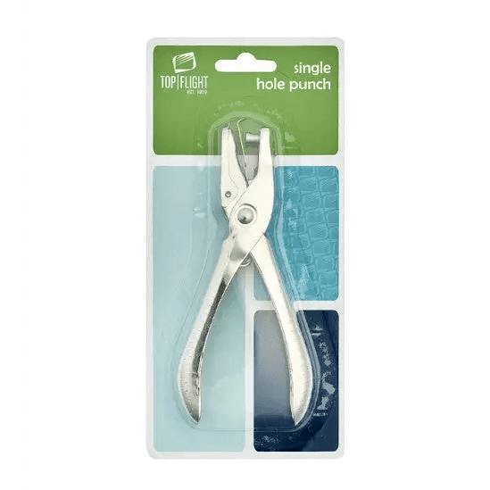 Top Flight Single Hole Paper Punch, Silver