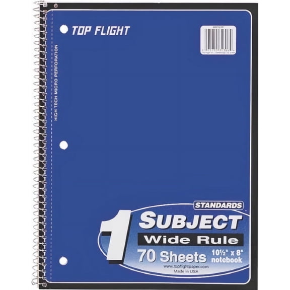 Top Flight Standards Notebook 70 Sheets Wide Rule Color May Vary (Pack of 72)
