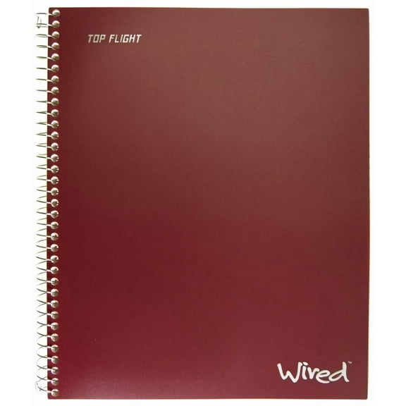 Top Flight Wired 1 Subject Wirebound Notebook with 2 Pockets 100 Sheets (Pack of 5)