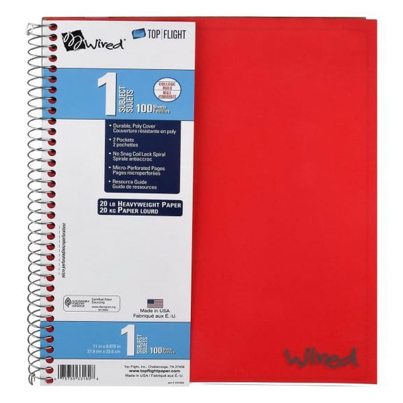 Top Flight 4511473 11 x 8.87 in. 1-Subject Wirebound Notebook, White