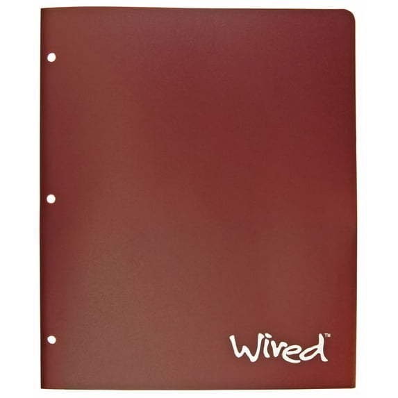 Top Flight Wired 2-Pocket Poly Portfolio Folder 3-Hole Punched Colors May Vary