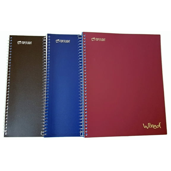Top Flight Wired 3-Subject Wirebound Notebook