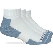 Top Flite Full Cushioned Quarter White Solid Print Socks, 3 Pack