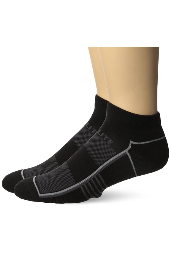 Half Cushion Low Cut Socks, Black, (L) W 9-12 / M 9-13, 2 Pair