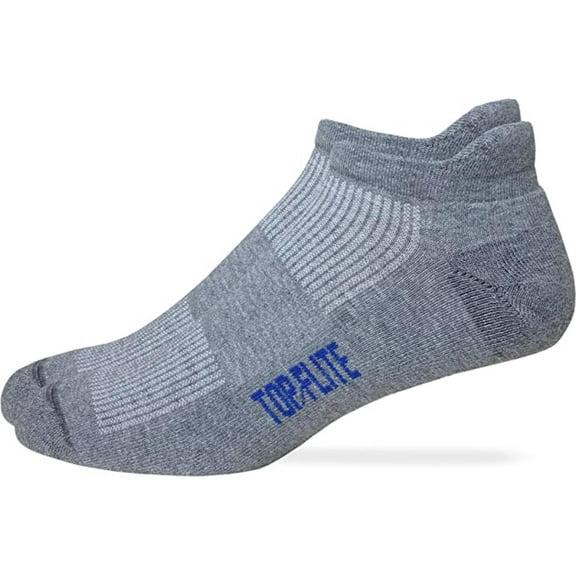 Top Flite Half Cushion Tab Socks 2 Pair, Heather Grey, Medium